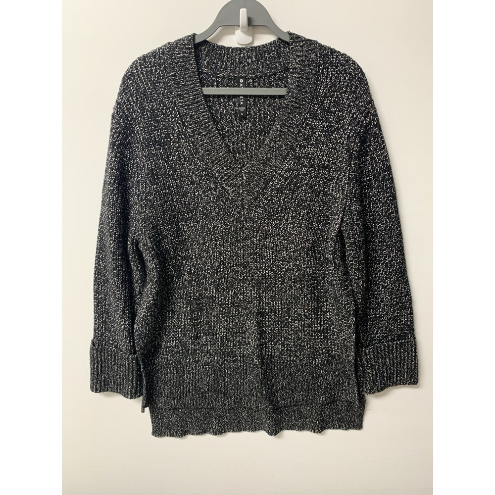 Athleta Black Speckled Wool Blend Long Oversized Sweater Size Small